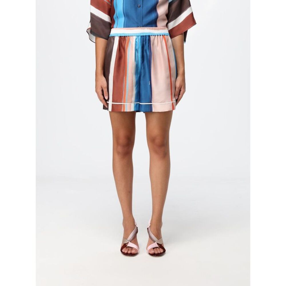 Fendi Women Fendi Multicolor Striped Silk Shorts With High Elasticated Waist